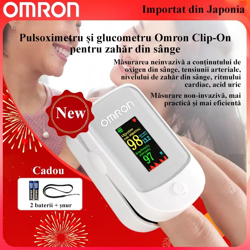 ✨Timp limitat 50% reducere [Importat din Japonia] 👨‍⚕️ Glucometru neinvaziv Omron de înaltă precizie