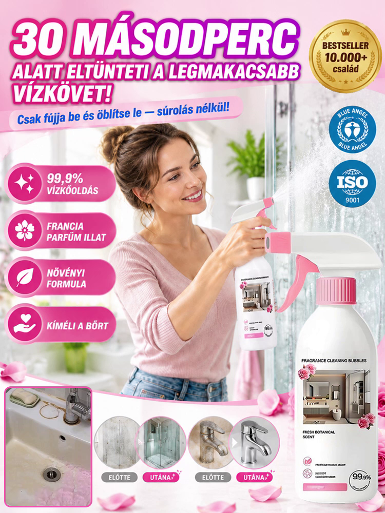 👍5 az 1-ben Univerzális Fürdő és WC Tisztító Hab | Súrolás Nélküli Vízkőoldás | Hosszantartó Csillogás és Védelem