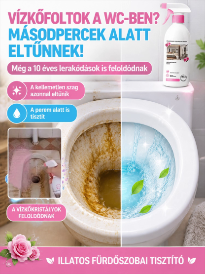 👍5 az 1-ben Univerzális Fürdő és WC Tisztító Hab | Súrolás Nélküli Vízkőoldás | Hosszantartó Csillogás és Védelem