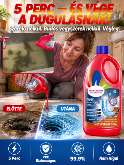 👍Profi Lefolyótisztító Gél - 5 Perc Alatt Feloldja a Hajat és Zsírt