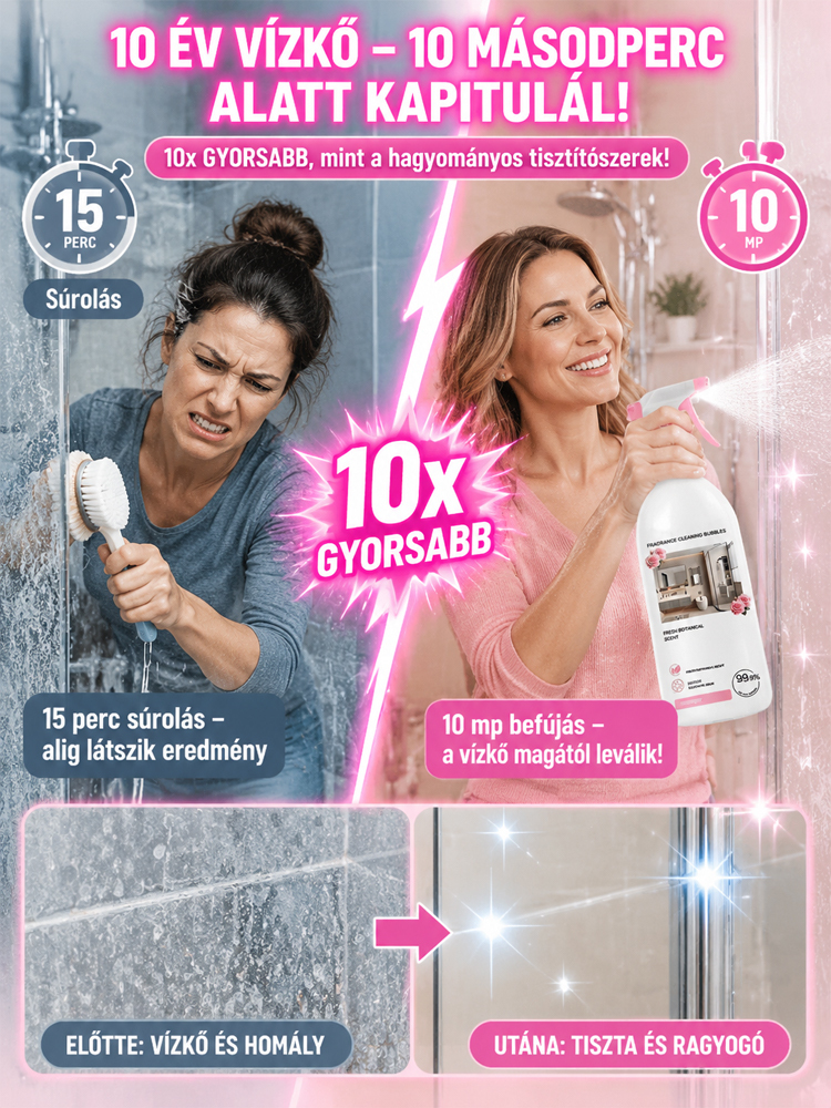 👍5 az 1-ben Univerzális Fürdő és WC Tisztító Hab | Súrolás Nélküli Vízkőoldás | Hosszantartó Csillogás és Védelem