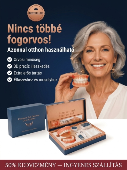 👍Prémium Kozmetikai Fogsor Szett – Azonnali Tökéletes Mosoly és Erős Harapás Otthon