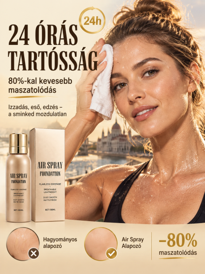 👍3 Másodperces “Tökéletes Bőr” Alapozó Spray – Maszkhatás Nélkül – 24 Órás Vízálló Hibátlan Fedés