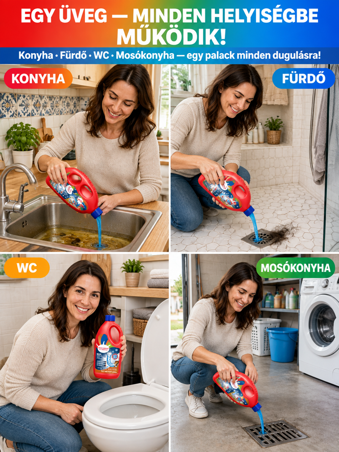 👍Profi Lefolyótisztító Gél - 5 Perc Alatt Feloldja a Hajat és Zsírt