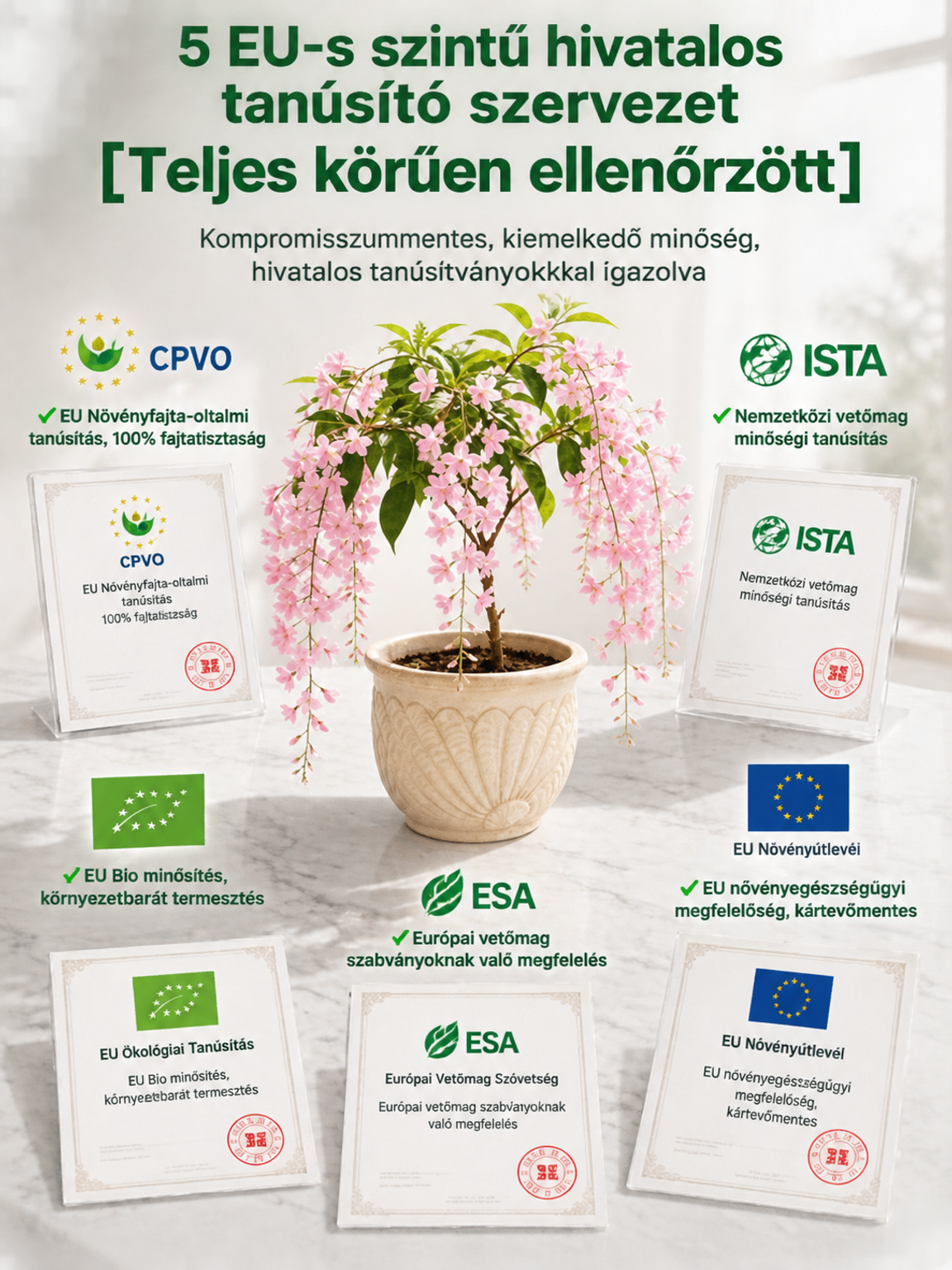 Európai Csodajázmin Mag | 99,8% Túlélés | 300 Napos Rózsaszín Virágvízesés