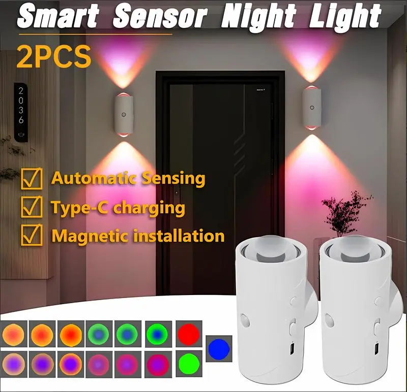 Under Cabinet Lights, Motion Sensor Night Light Indoor, Rechargeable 1500mAh LED, Auto-On Magnetic Dimmable Lamp, 7 Ambient Colors, Plug-Free Stick Anywhere Lighting for Bathroom, Bedroom, Kitchen, Stairs tiktokshopspringglowup Colorful Backlight