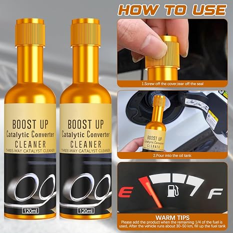 Timeno 3Pcs Catalytic Converter Cleaner, Boost Up Catalytic Convertor Cleaner, Pipe Carbon Removal Cleaner Treatment Additive Oil, Fuel System Treatment Oil Additive for Gas and Diesel Car