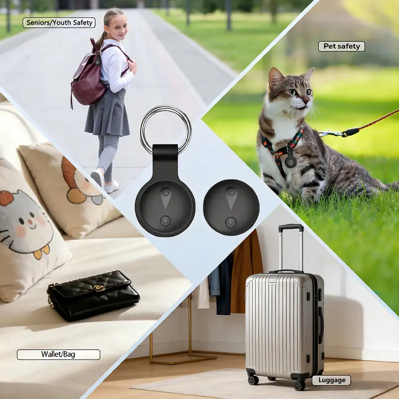 Wireless Pet GPS Tracker Collar - for Cats and Dogs,Compatible with iOS "Find My" Feature, Includes SiliconeCollar Mount & Keychain Case, No Monthly Fee/SIM CardNeeded, Anti-Loss Device for Pets & Items