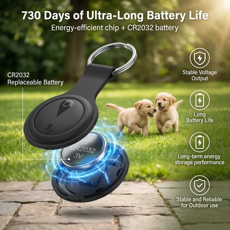 Wireless Pet GPS Tracker Collar - for Cats and Dogs,Compatible with iOS "Find My" Feature, Includes SiliconeCollar Mount & Keychain Case, No Monthly Fee/SIM CardNeeded, Anti-Loss Device for Pets & Items