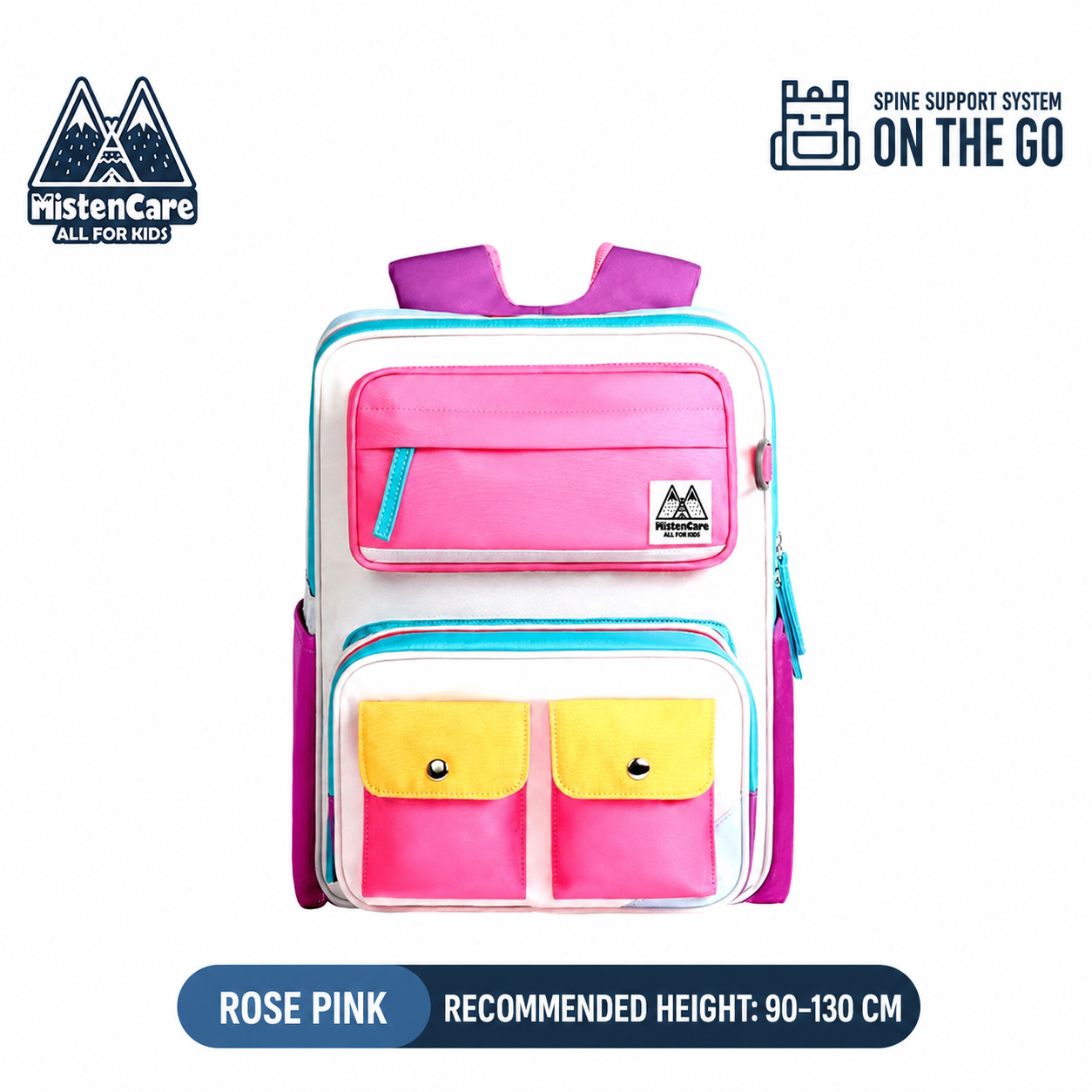 【Mistencare】Lightweight Ergonomic Backpack with Zipper for Grades 1–2, Designed to Reduce Shoulder and Back Strain — Rose Pink, J6118
