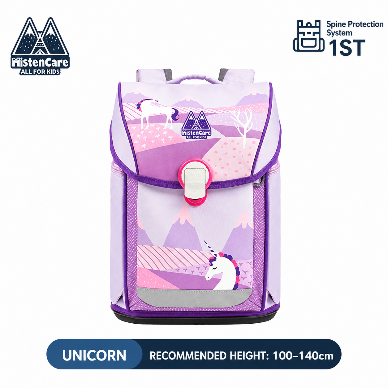【Mistencare】1st Generation Buckle Backpack for Grades 1–3, Ergonomic Spine Support, Pressure-Relieving, Ultra-Lightweight, Large-Capacity Primary School Backpack, Unicorn Design, M0118