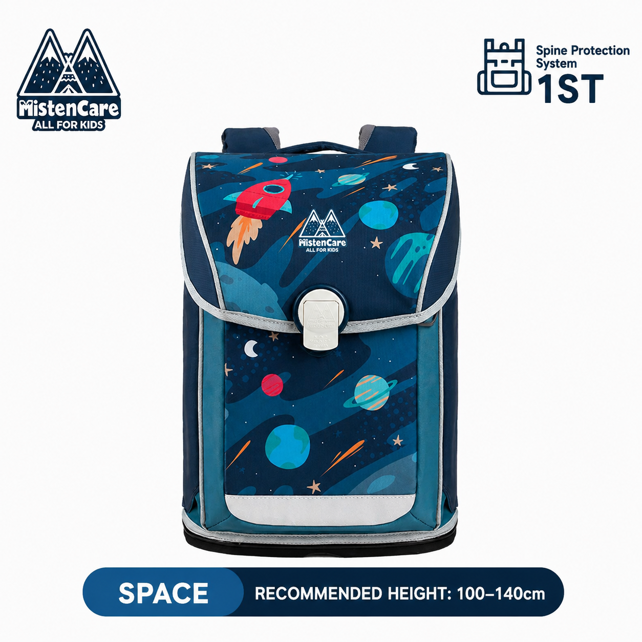 【Mistencare】1st Generation Buckle Backpack for Grades 1–3, Ergonomic Spine Support, Pressure-Relieving, Ultra-Lightweight, Large-Capacity Primary School Backpack, Deep Starry Sky Design, M0180