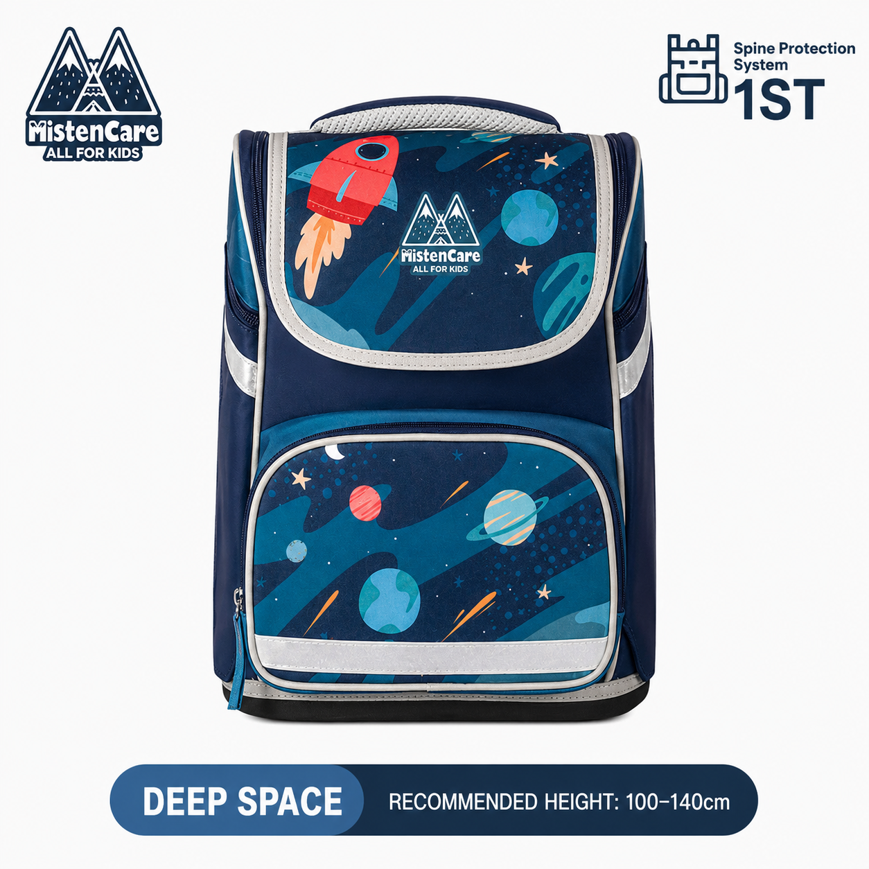 【Mistencare】1st Generation Zipper Backpack for Grades 1–3, Ergonomic Spine Support, Pressure-Relieving, Ultra-Lightweight, Large-Capacity Primary School Backpack, Deep Starry Sky Design, M2180