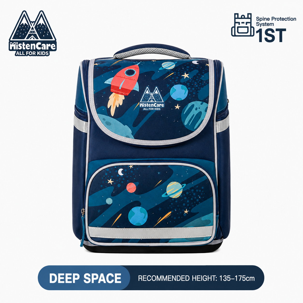 【Mistencare】1st Generation Zipper Backpack for Grades 3–6, Ergonomic Spine Support, Pressure-Relieving, Ultra-Lightweight, Large-Capacity Primary School Backpack, Deep Starry Sky Design, M3180
