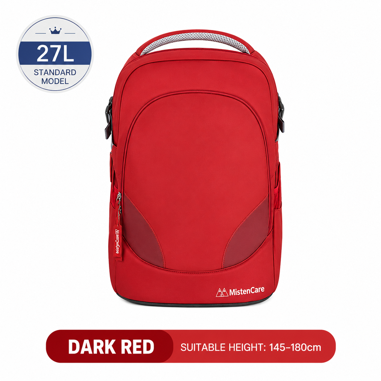 Mistencare Z0180 Standard Lightweight Ergonomic School Backpack for Grades 6–9 – Large Capacity, Dark Red
