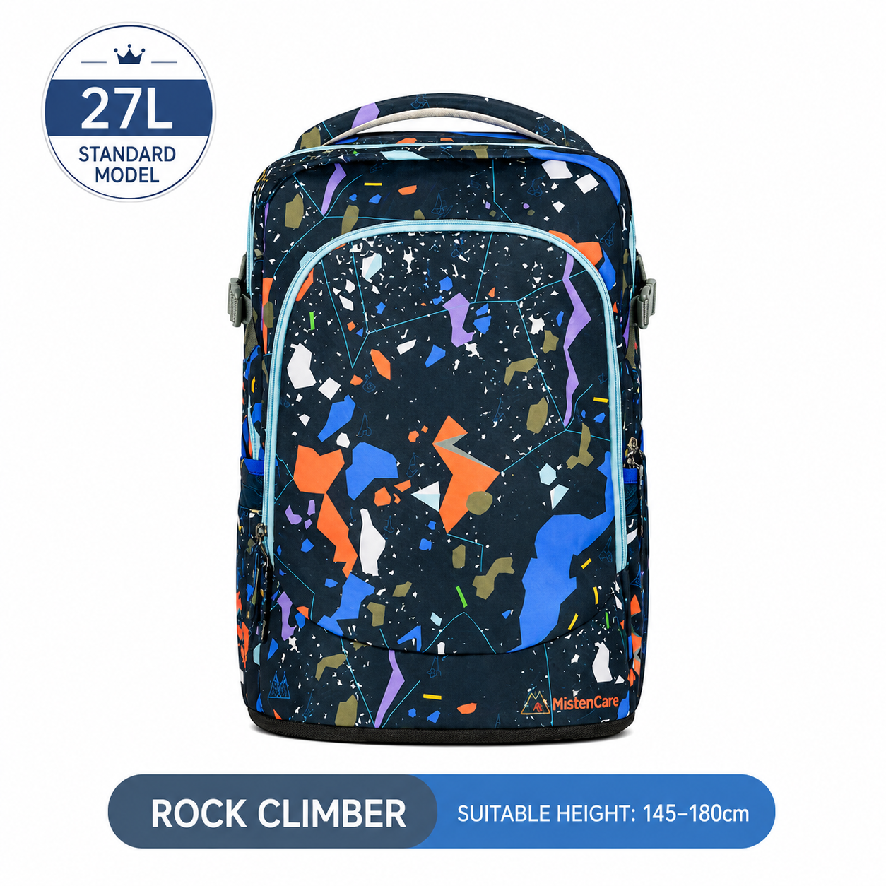 Mistencare Z0202 Standard Lightweight Ergonomic School Backpack for Grades 6–9 – Large Capacity, Rock Climbing