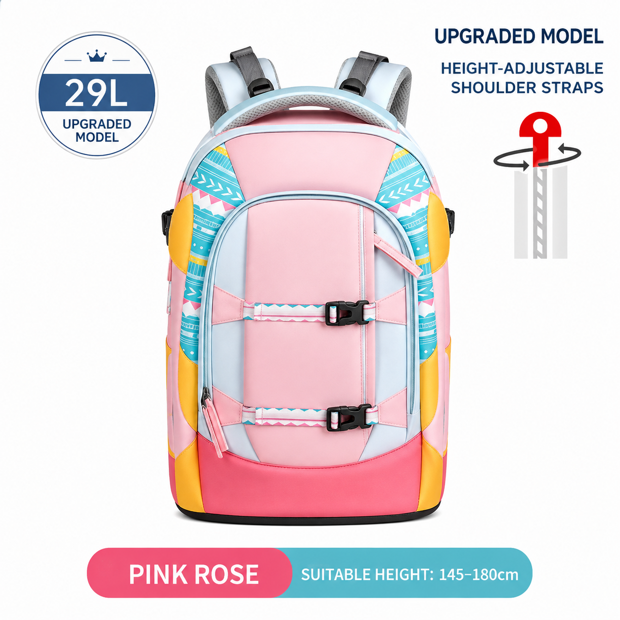 Mistencare Z1180 Upgraded Lightweight Ergonomic School Backpack for Grades 6–9 – Large Capacity, Rose Pink