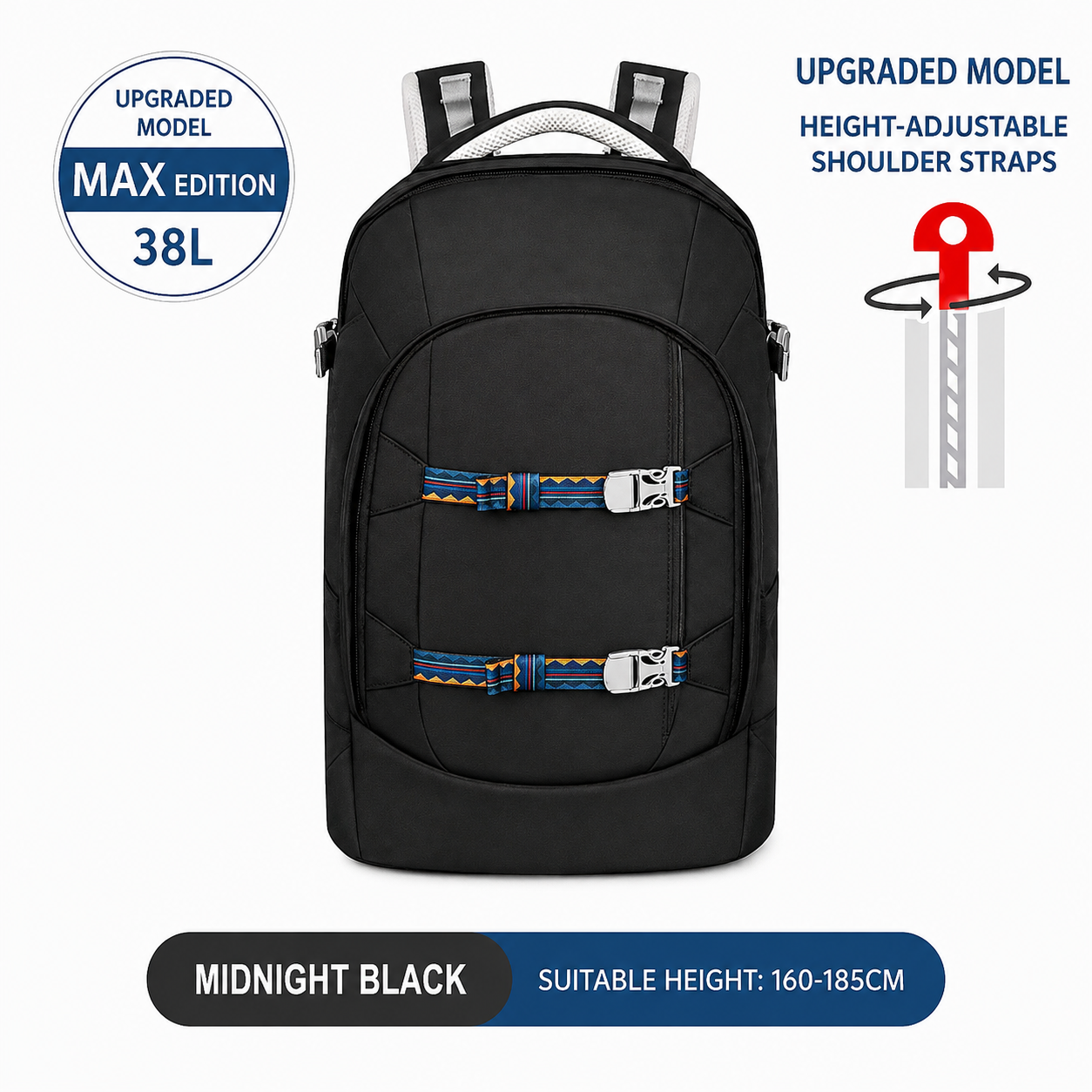 Mistencare Z2001MAX Upgraded MAX Lightweight Ergonomic School Backpack for Middle & High School Students – Large Capacity, Midnight Black