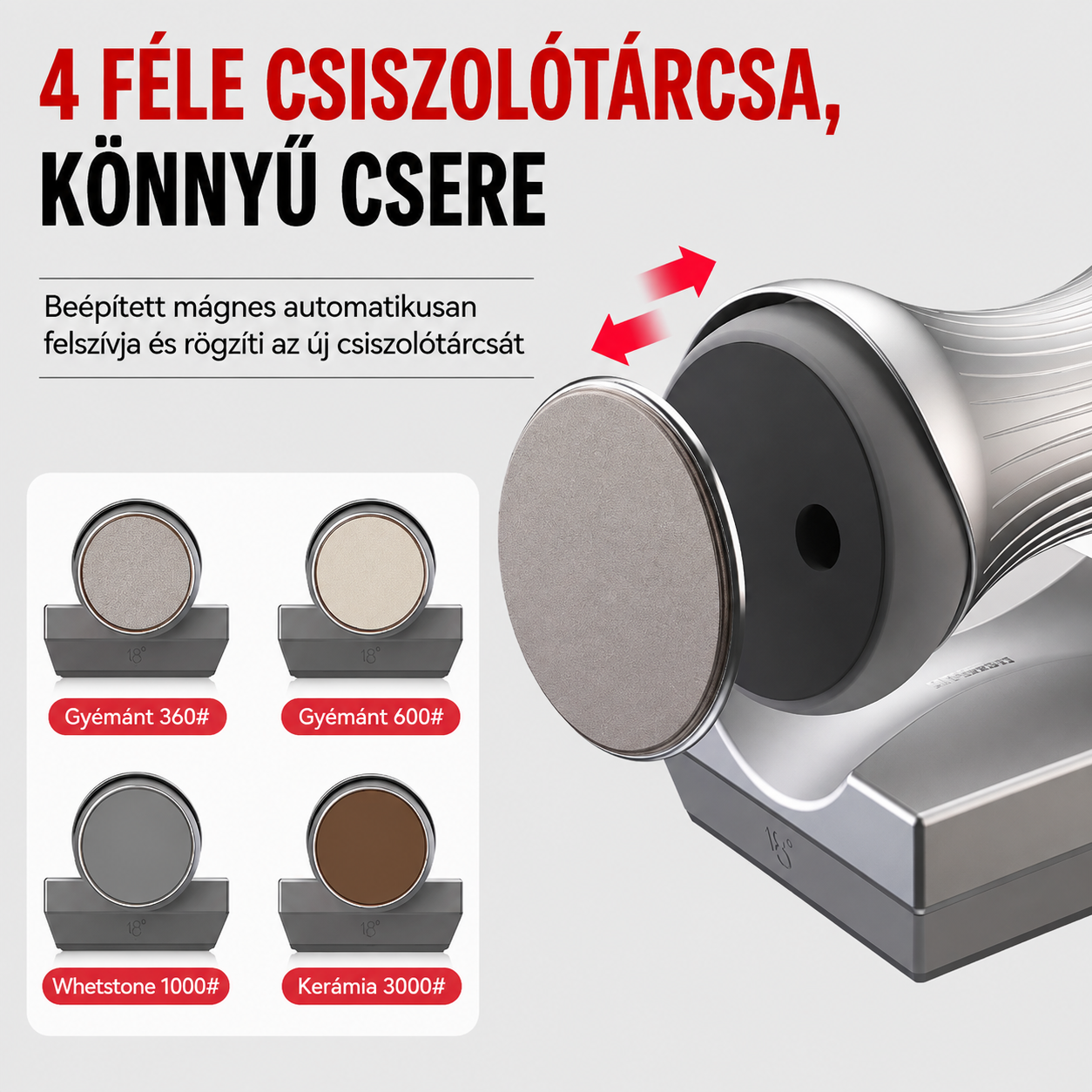 🔪 Mágneses szögvezetős görgős késélező – 4 lépcsős élezés a borotvaéles pengéért🧲