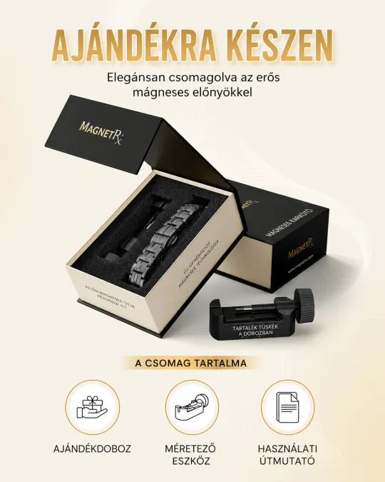 🧲 MagnetRX® prémium titán mágneses karkötő férfiaknak | 5× EllipseMAX mágnes, 5000 gauss | Szabadalmaztatott amerikai dizájn 🇺🇸 | Állítható hosszúság
