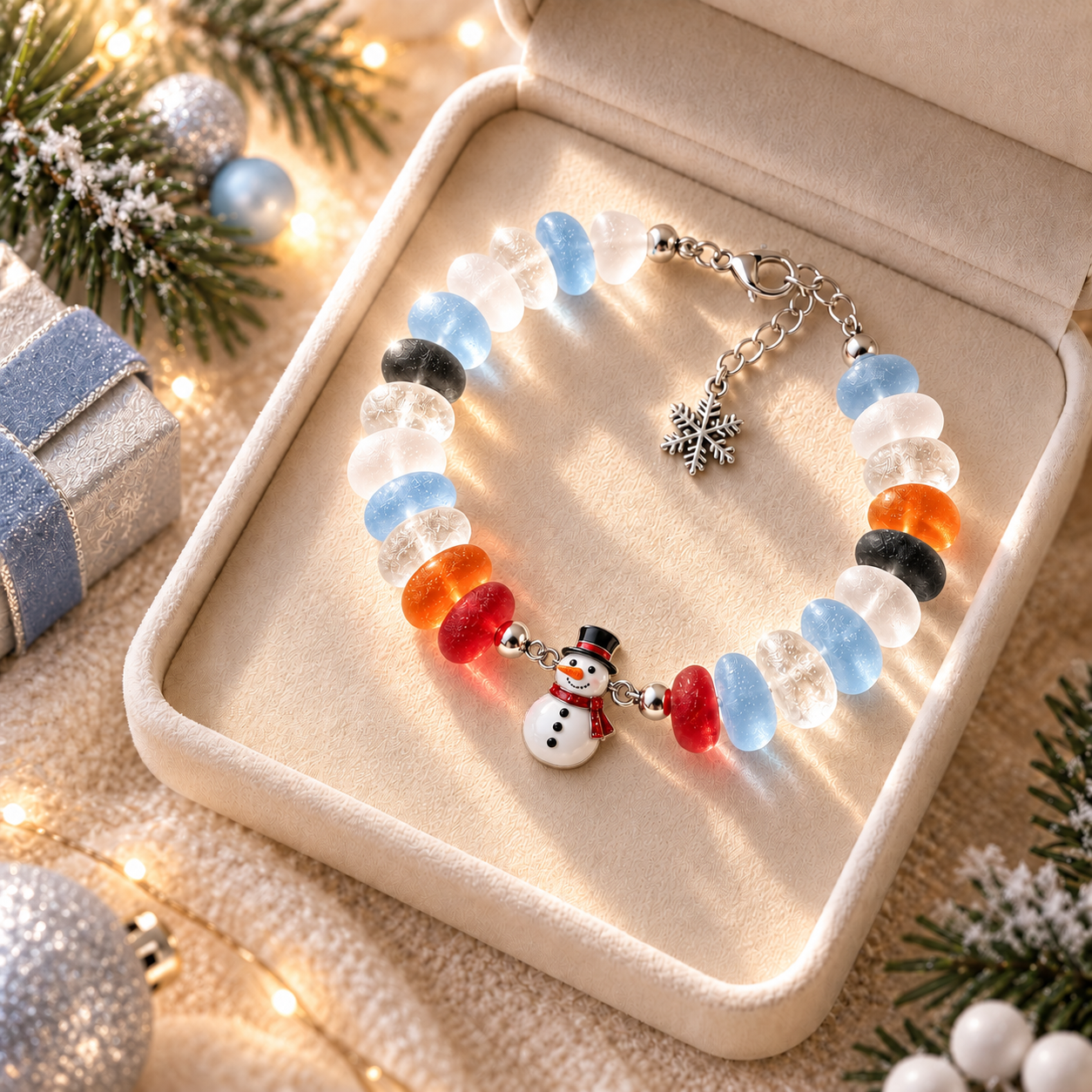 ✨ Christmas Glow Sea Glass Charm Bracelet Collection