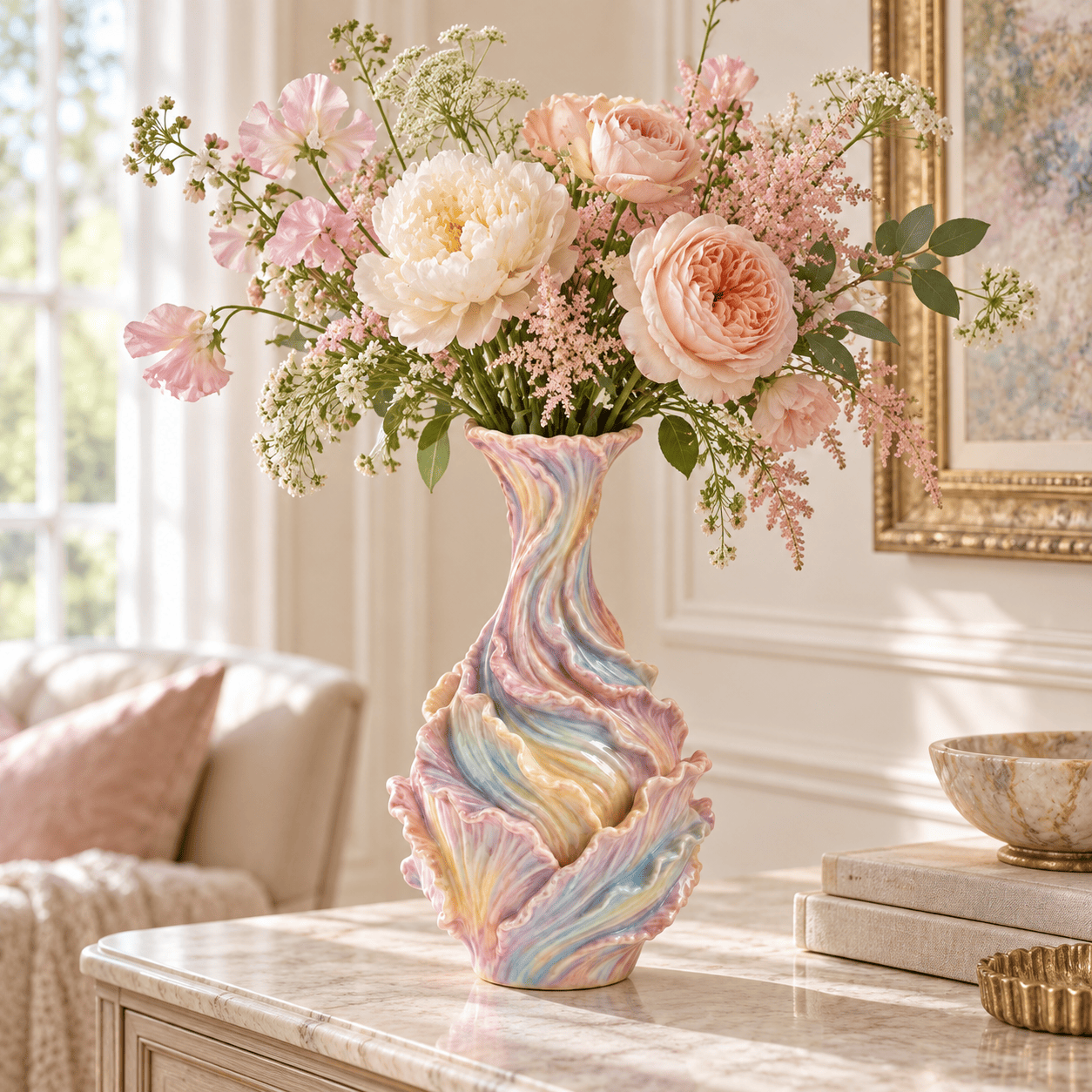 Sculptural Ruffle Ceramic Vase