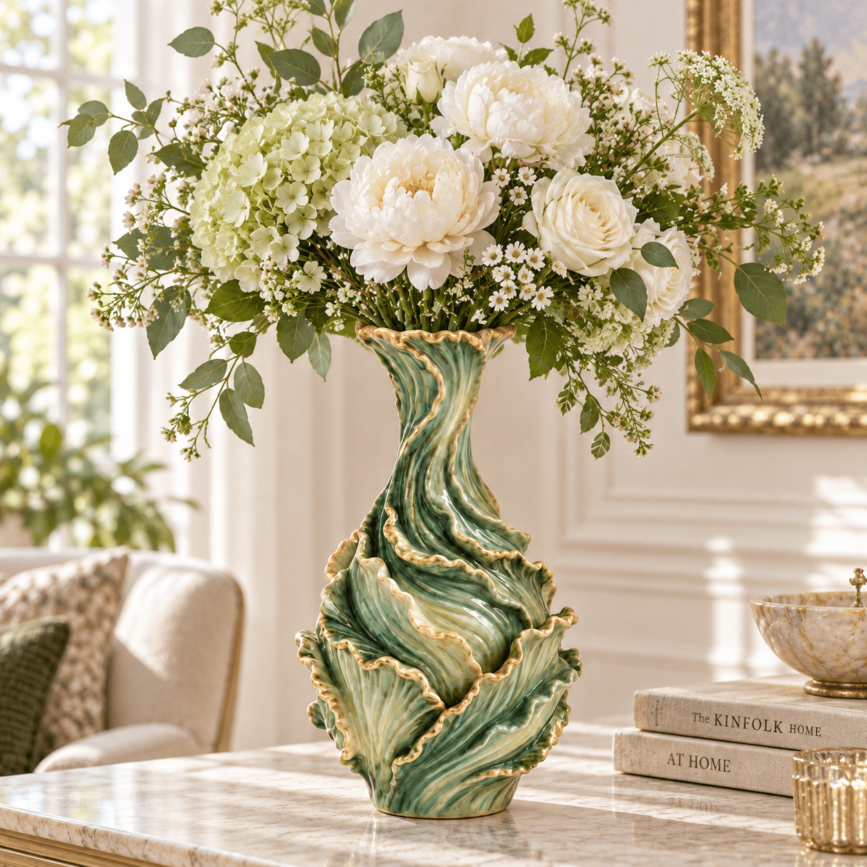 Sculptural Ruffle Ceramic Vase