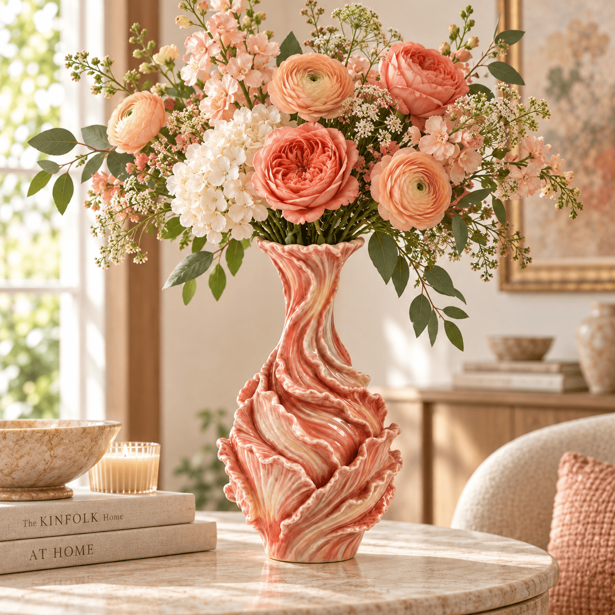Sculptural Ruffle Ceramic Vase