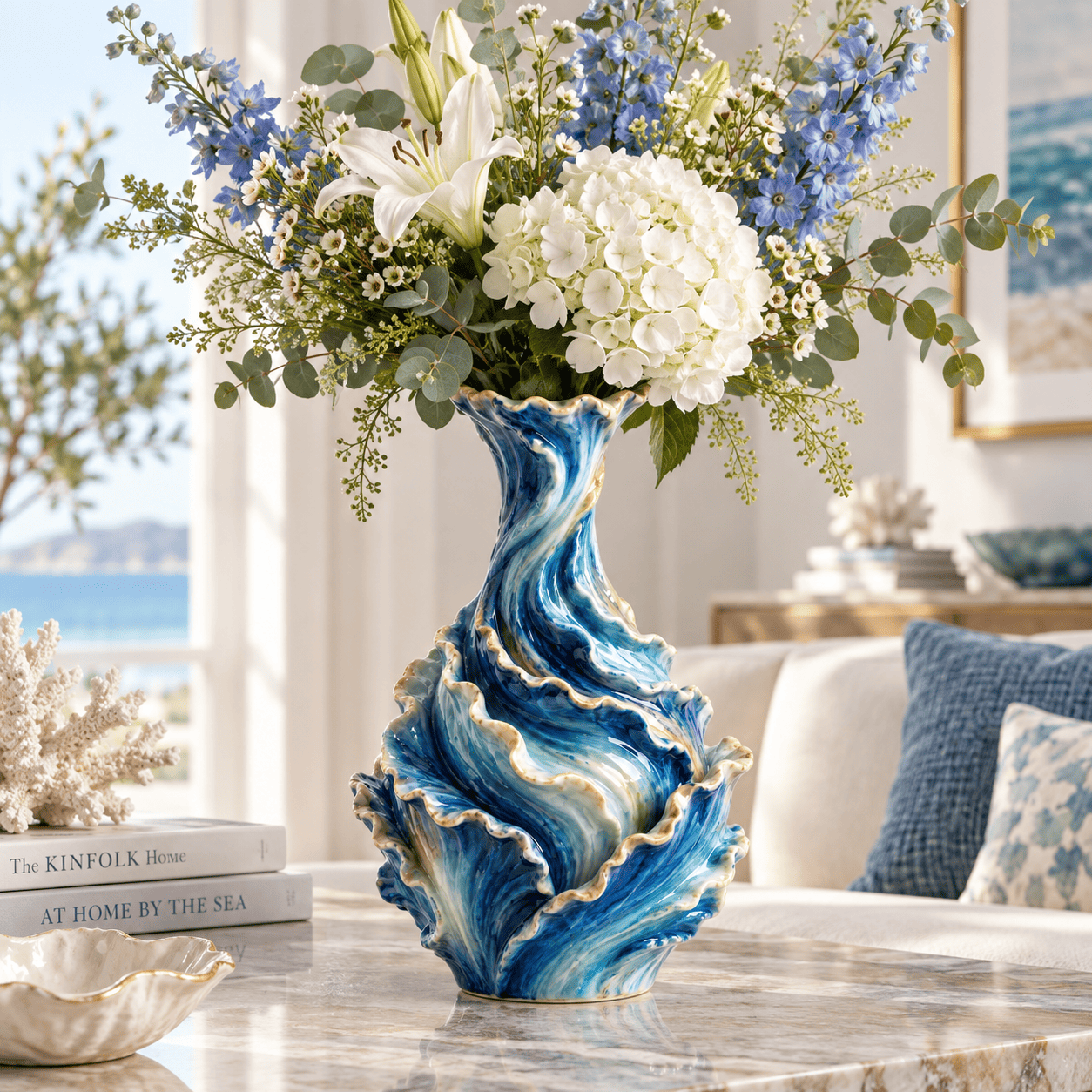 Sculptural Ruffle Ceramic Vase