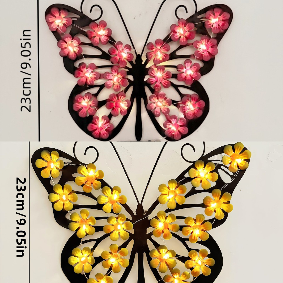 🦋Vonkajšie kovové motýlie nástenné umenie Dekoratívne solárne svetlo