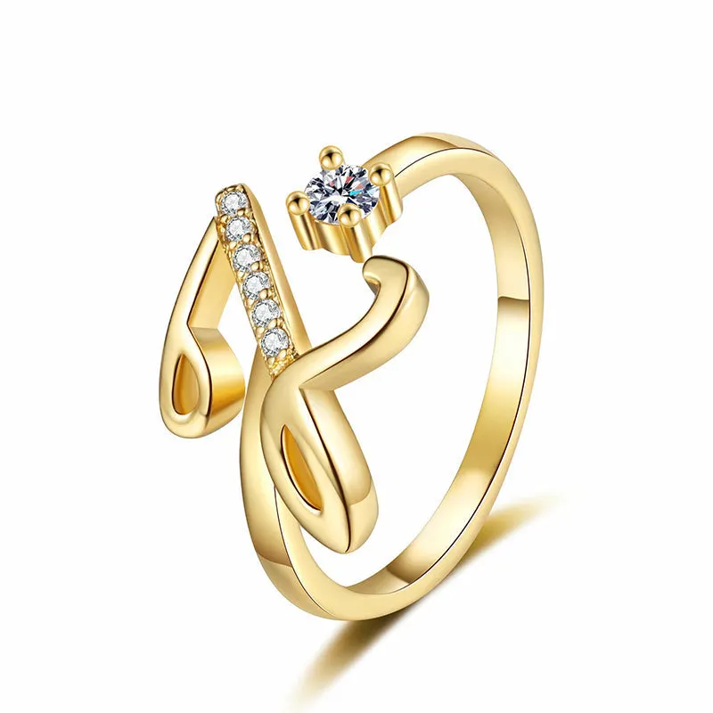 ⏳Időben korlátozott kedvezmény 50%⏰Állítható csillámos gyűrű kezdőbetűkkel nőknek💍