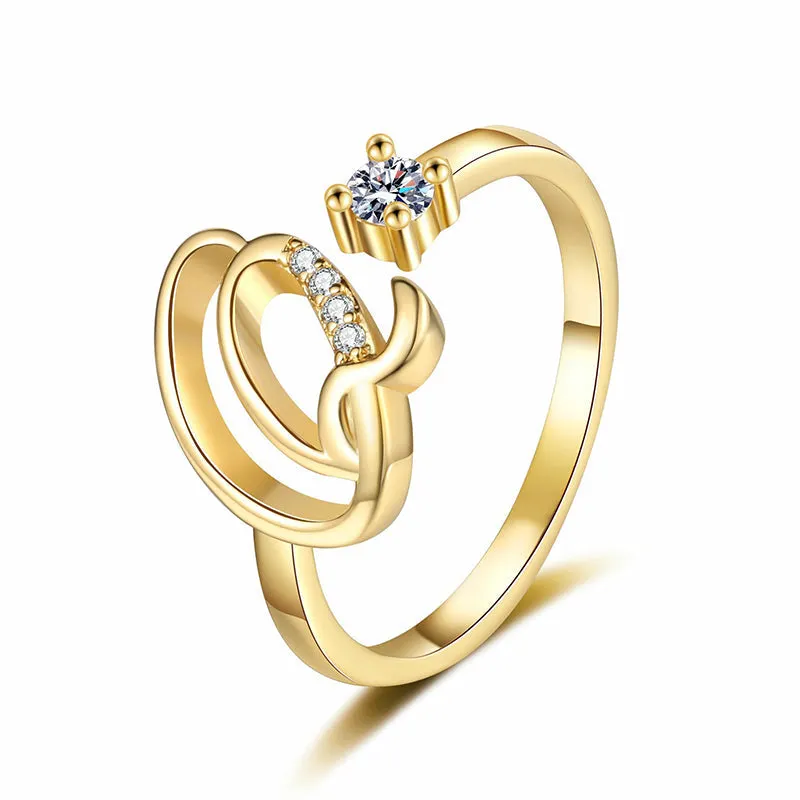 ⏳Időben korlátozott kedvezmény 50%⏰Állítható csillámos gyűrű kezdőbetűkkel nőknek💍