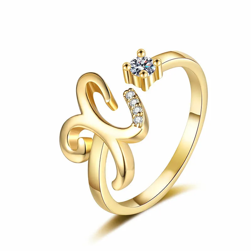 ⏳Időben korlátozott kedvezmény 50%⏰Állítható csillámos gyűrű kezdőbetűkkel nőknek💍