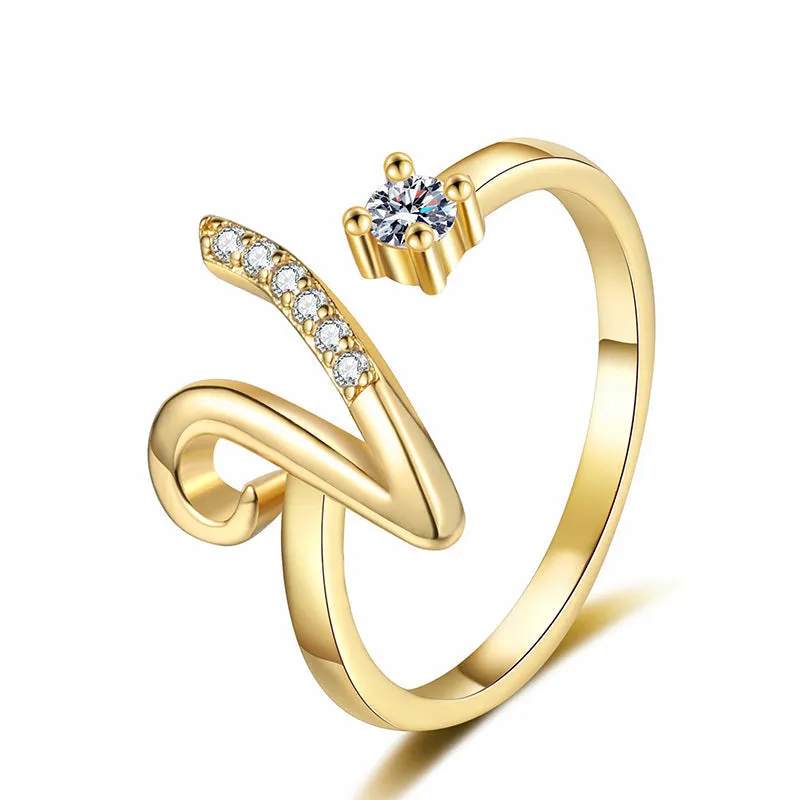 ⏳Időben korlátozott kedvezmény 50%⏰Állítható csillámos gyűrű kezdőbetűkkel nőknek💍
