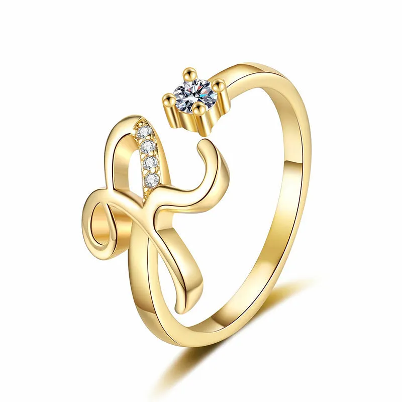 ⏳Időben korlátozott kedvezmény 50%⏰Állítható csillámos gyűrű kezdőbetűkkel nőknek💍
