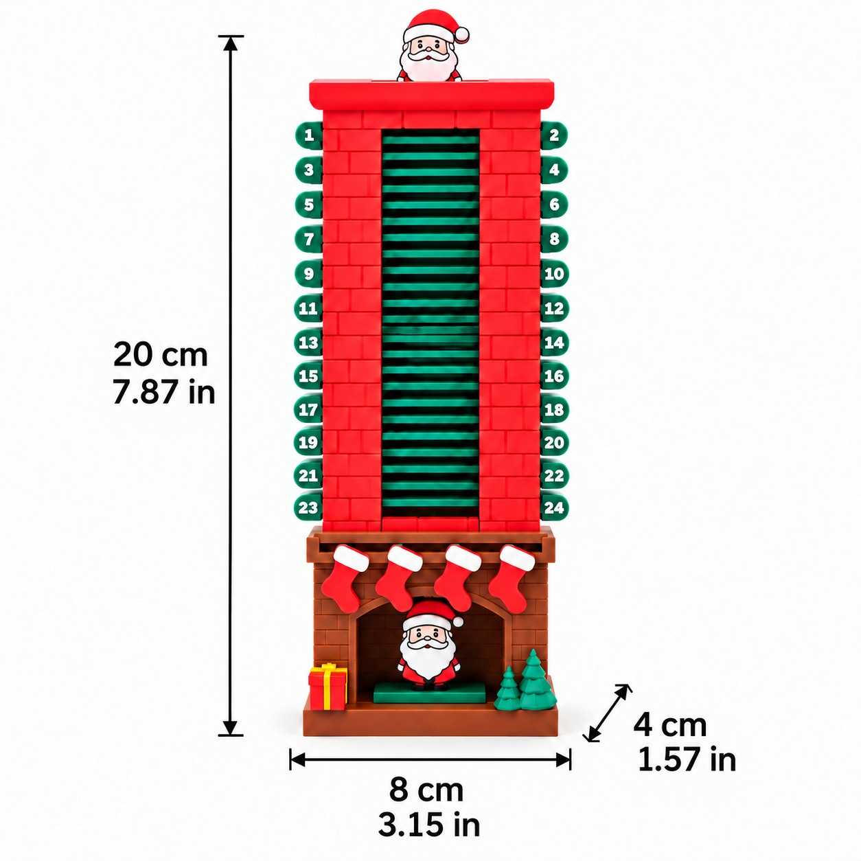 🎁Christmas Advent Calendar 24 Days Countdown, Sliding Santa Chimney Tower Decor for Kids Family Holiday Gift