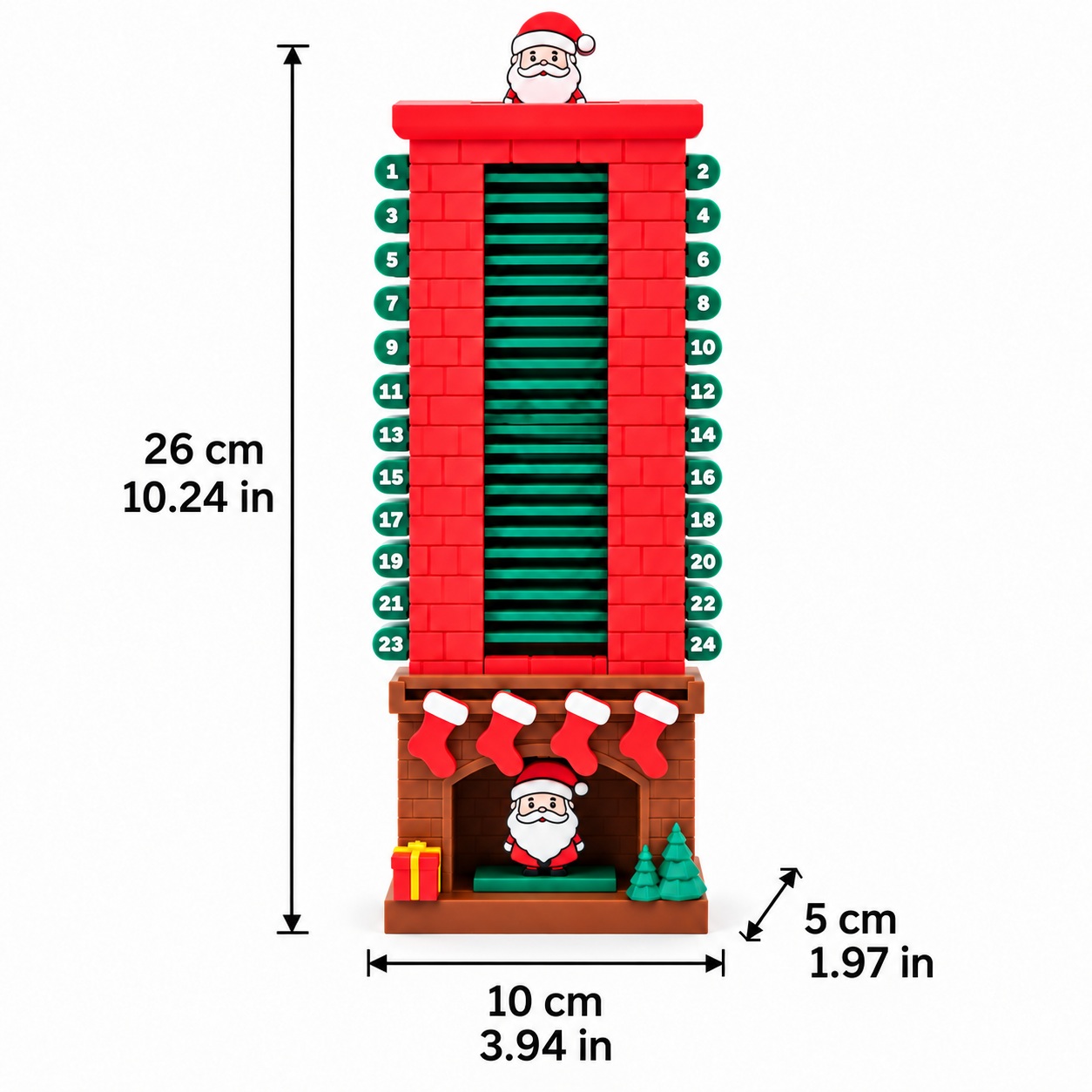 🎁Christmas Advent Calendar 24 Days Countdown, Sliding Santa Chimney Tower Decor for Kids Family Holiday Gift