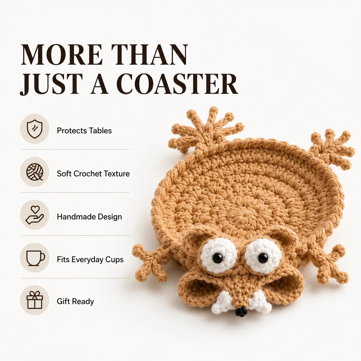 ✨Cute Hand-Crocheted Animal Coaster – Absorbent Desk & Table Protector🐾