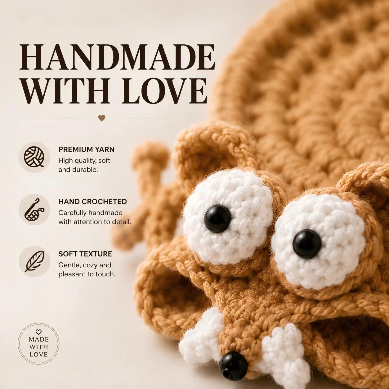 ✨Cute Hand-Crocheted Animal Coaster – Absorbent Desk & Table Protector🐾