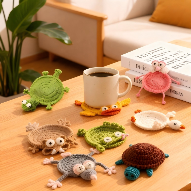 ✨Cute Hand-Crocheted Animal Coaster – Absorbent Desk & Table Protector🐾