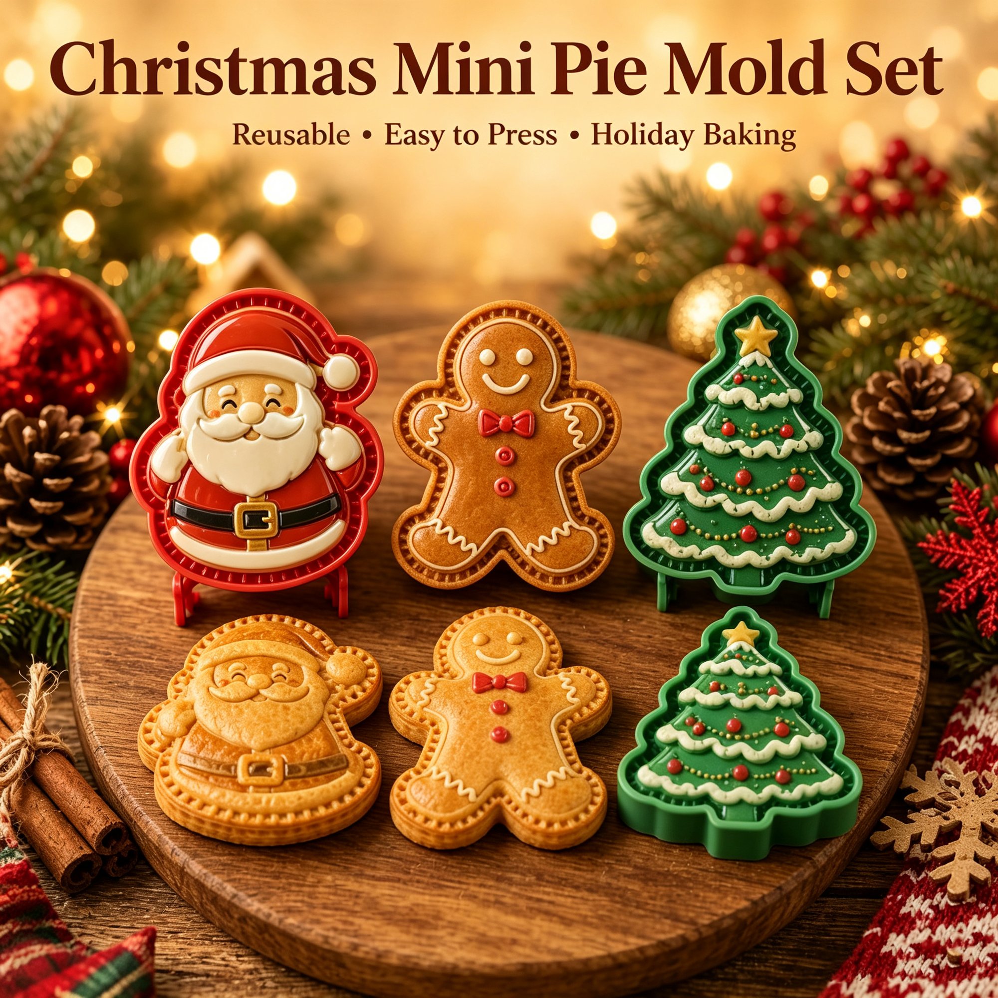 🎄9-Design Christmas Mini Pie Mold Collection🥧✨