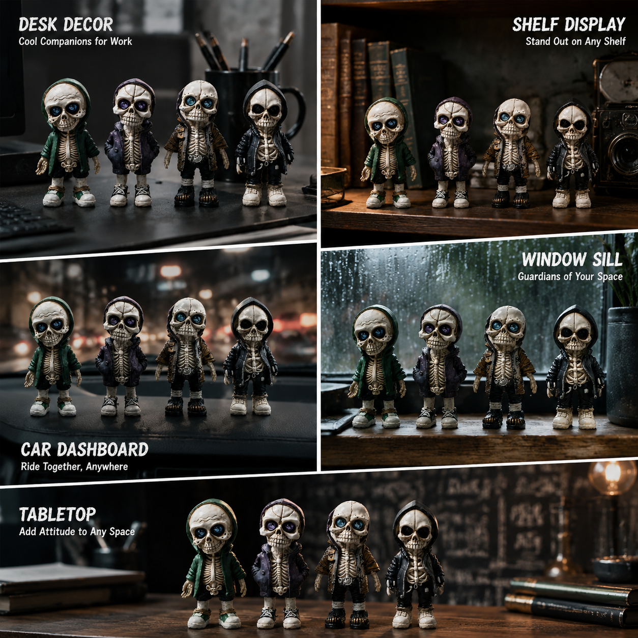 💀Gothic Punk Streetwear Skull Statue for Home Desk Party Halloween Decor