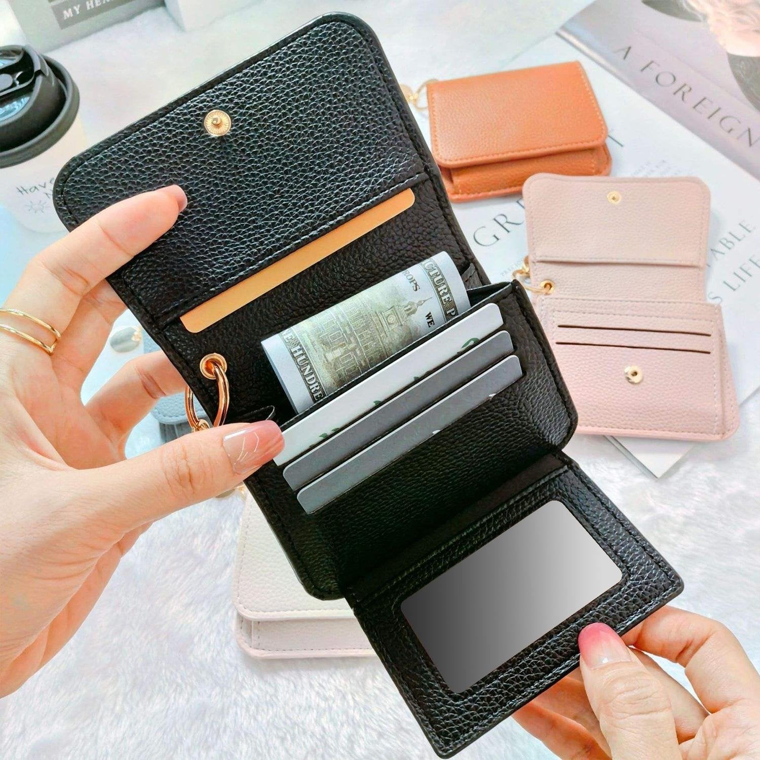 💖Žhavá zľava 49%🌹Krátke peňaženky s RFID pre ženy – módne puzdro na karty s kľúčenkou a peňaženkou na mince