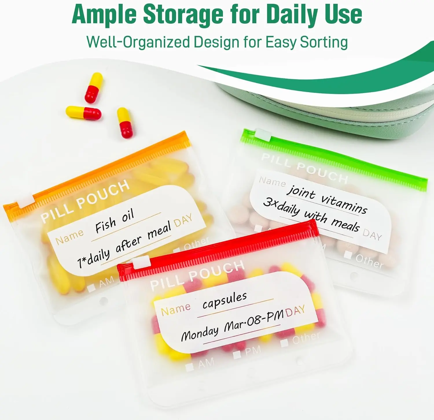 A8 Waterproof Large Pill Organizer Set for Travel and Daily Use