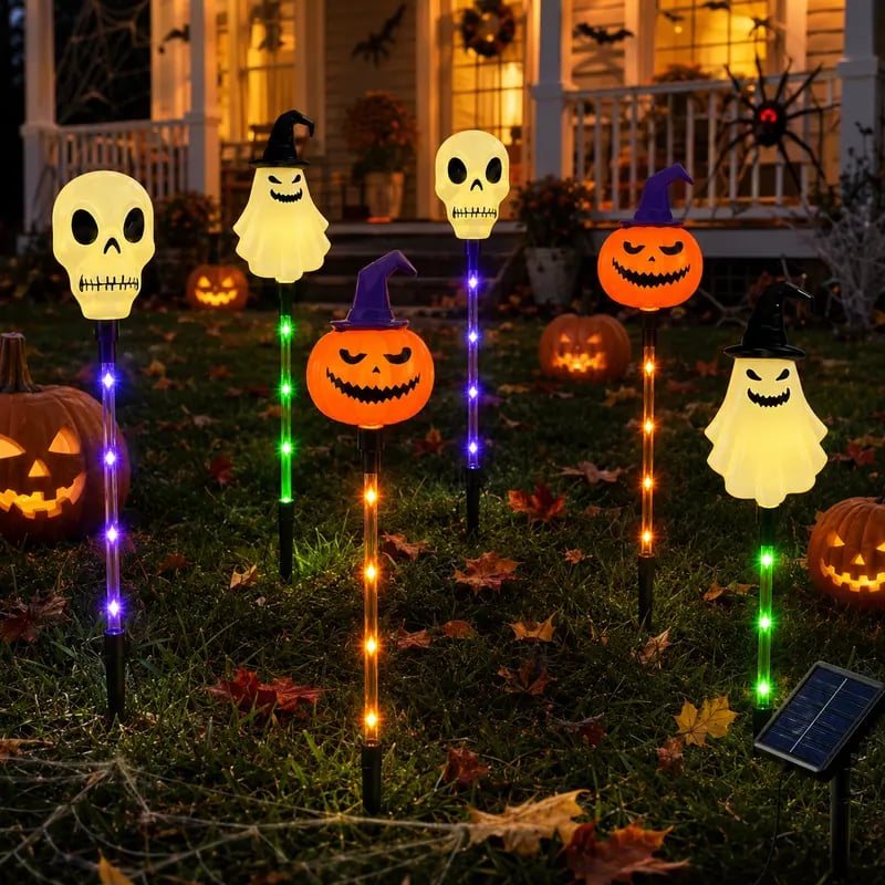 🔥Hot Sale 49% OFF🔥6 Pack Solar LED Pumpkin Ghost Lights Outdoor