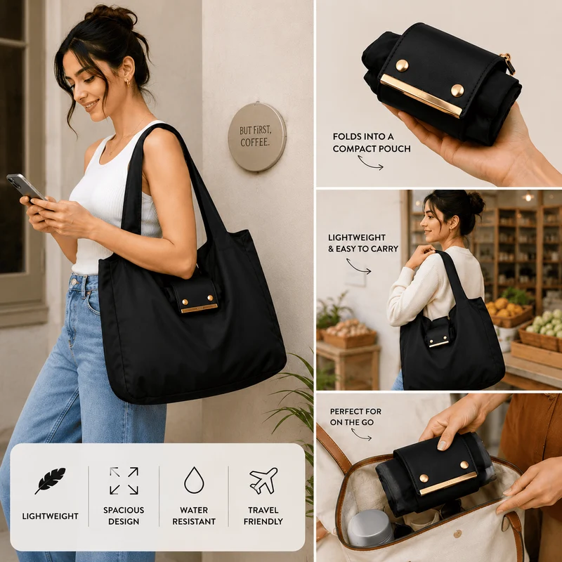 Foldable Keychain Tote Bag for Shopping & Travel
