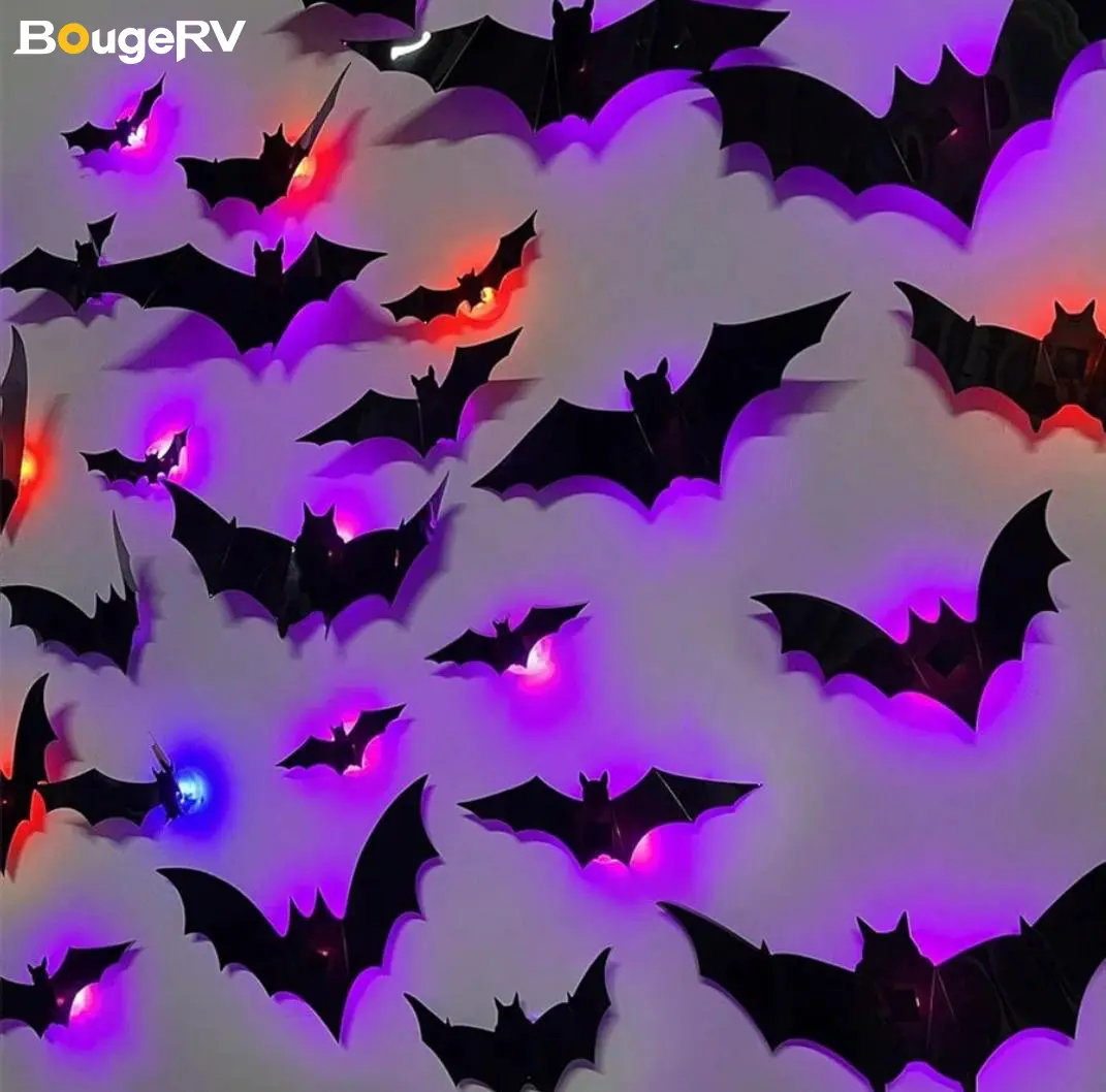 BougeRV 3D Bat Light Design LED Decorations - 12pcs Set