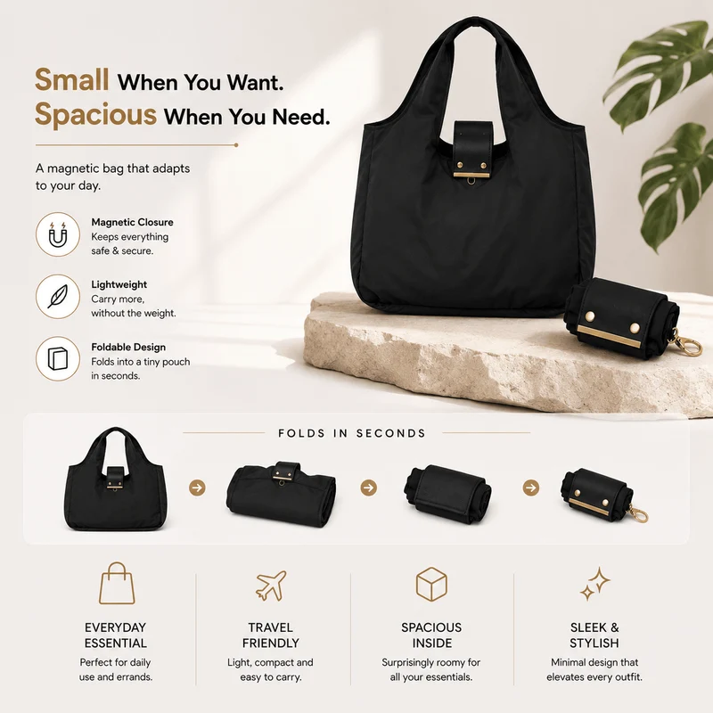 Foldable Keychain Tote Bag for Shopping & Travel