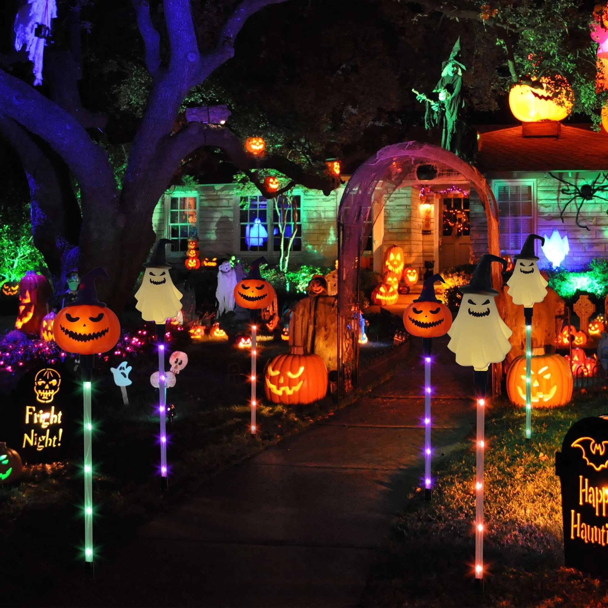 🔥Hot Sale 49% OFF🔥6 Pack Solar LED Pumpkin Ghost Lights Outdoor