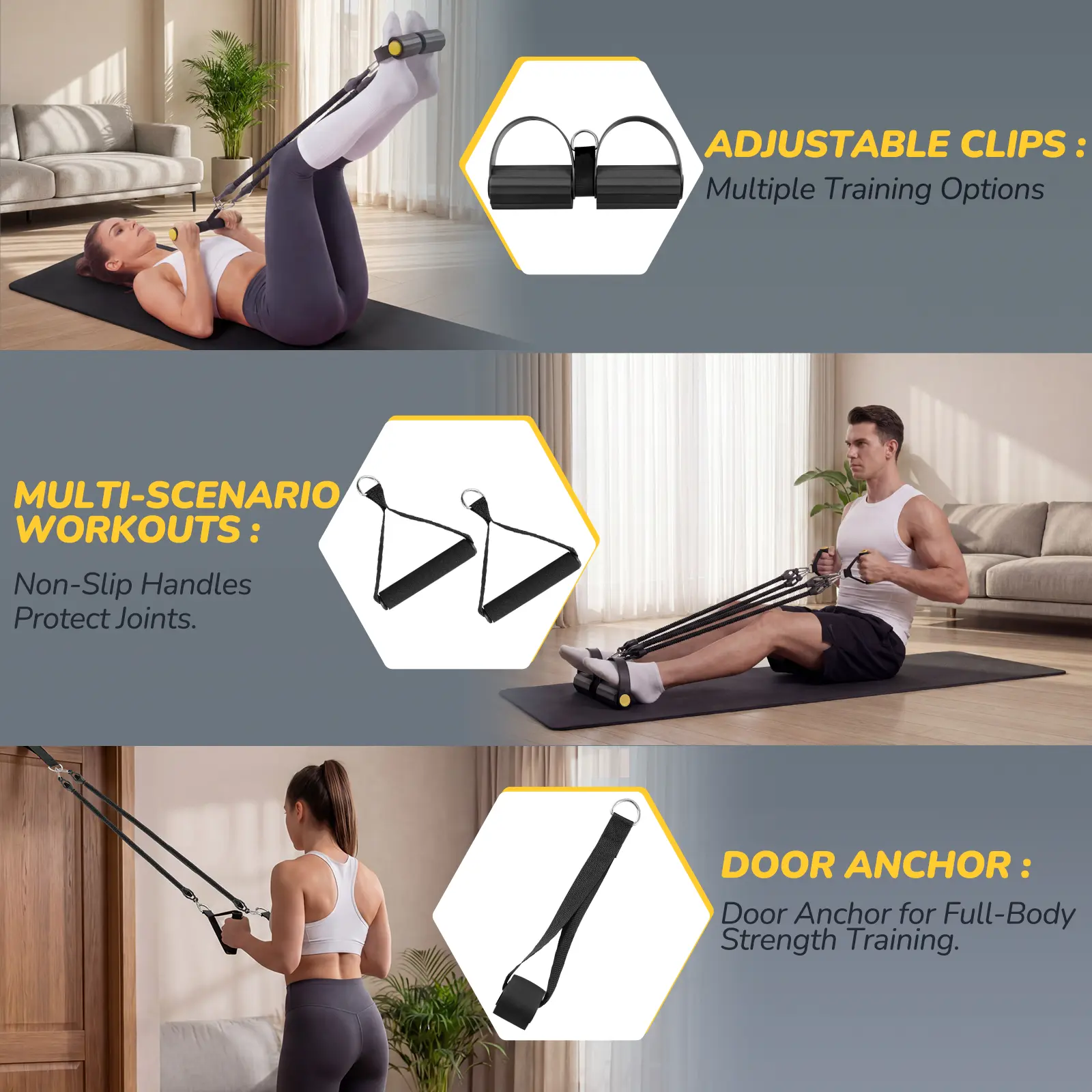 AddWin L10 Resistance Pedal Bands Full-Body Workout Kit